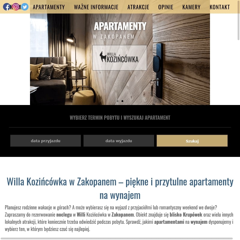 Apartament z sauną w Zakopanem